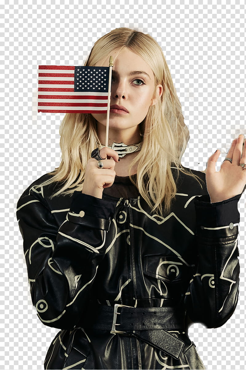 Elle Fanning, USA flag transparent background PNG clipart