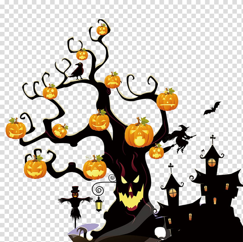 Halloween Haunted House, Halloween , Halloween Tree, Jackolantern, Pumpkin, Ghost, Cartoon, October 31 transparent background PNG clipart