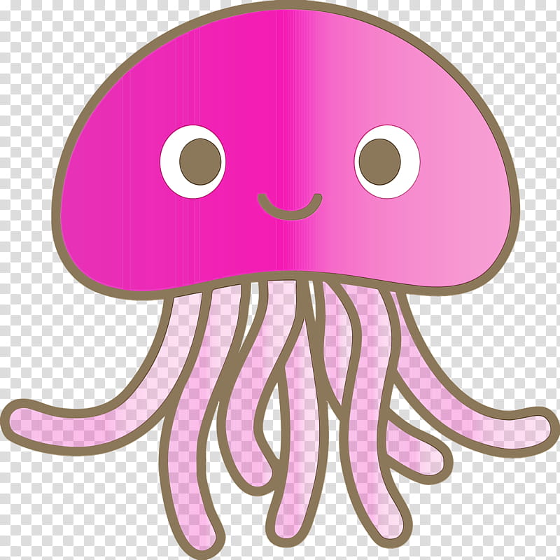 pink octopus jellyfish cartoon nose, Baby Jellyfish, Watercolor, Paint, Wet Ink, Magenta, Giant Pacific Octopus, Cnidaria transparent background PNG clipart