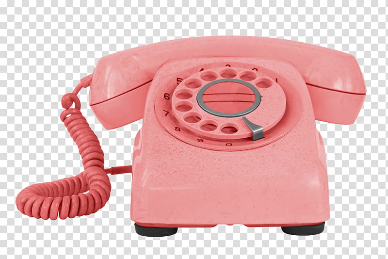 Retro, pink rotary phone illustration transparent background PNG clipart