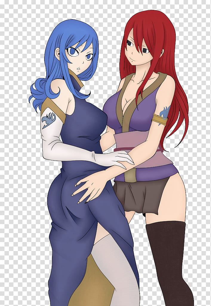 Erza x Juvia, Fairytail Juvia and Erza illustration transparent background PNG clipart