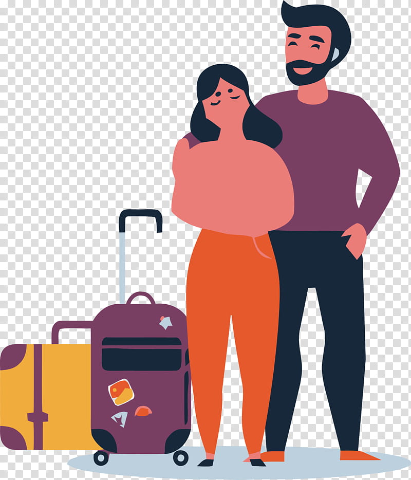 couple lover, Cartoon, Suitcase, Baggage transparent background PNG clipart