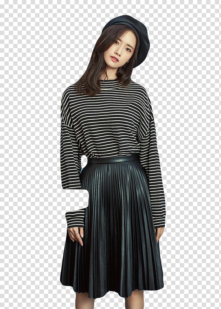 black and gray striped long-sleeved shirt and black and gray skirt transparent background PNG clipart