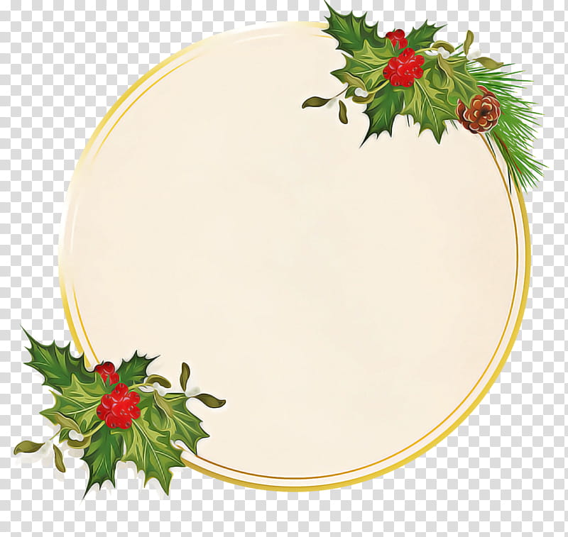 Christmas holly frame Christmas holly border Christmas holly decor, Leaf, Plate, Plant, Poinsettia, Dishware, Ivy, Platter transparent background PNG clipart
