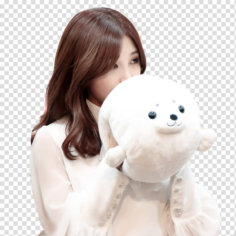 Apink EunJi, woman holding white plush toy transparent background PNG clipart