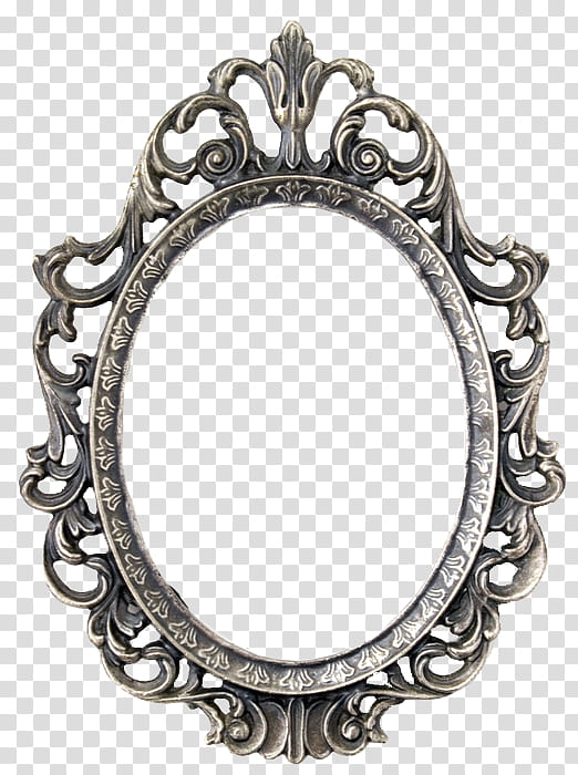 PART Element Frames Text, oblong silver floral framed mirror transparent background PNG clipart