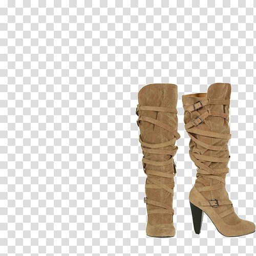Clothes, pair of brown knee-high stiletto boots transparent background PNG clipart