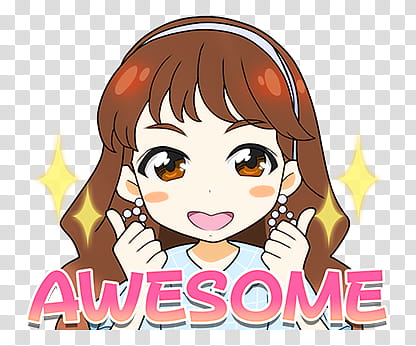 TWICE LINE STICKERS Candy pop edition, female anime character smiling with  awesome text overlay transparent background PNG clipart