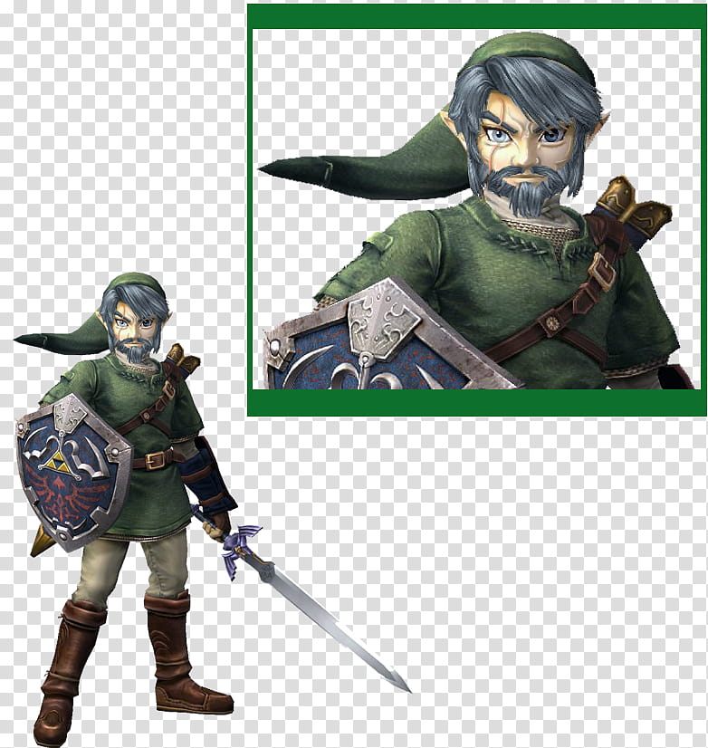 Old Link, male character with sword and shield transparent background PNG clipart