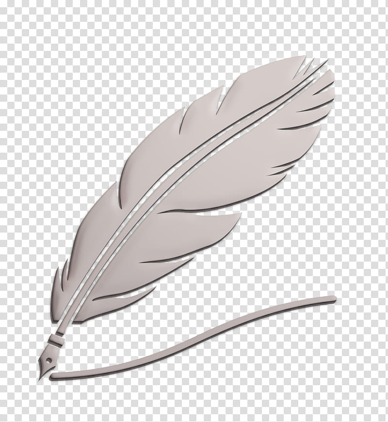 education icon Quill drawing a line icon Feather icon, Pen, Leaf, Writing Implement, Fashion Accessory, Silver, Office Supplies transparent background PNG clipart