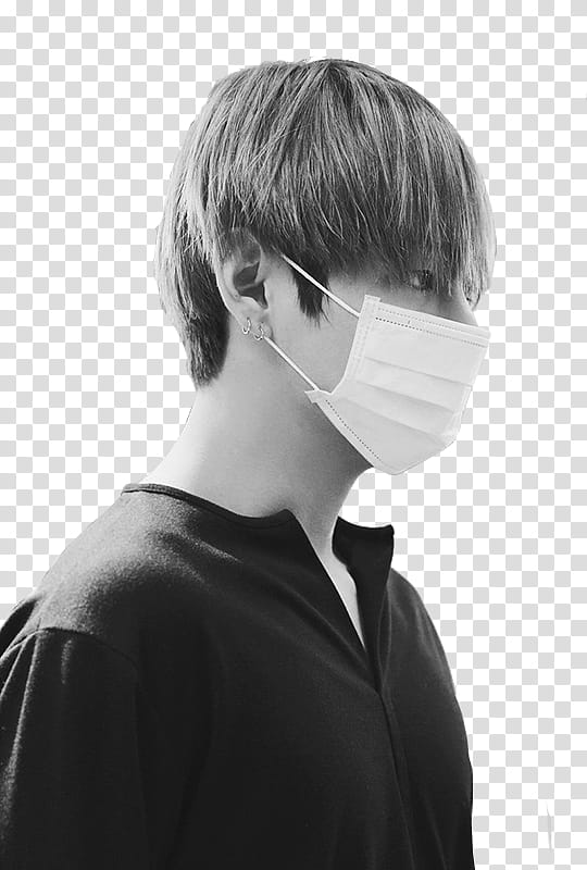 Renders Taehyung, man in black top wearing face mask transparent background PNG clipart