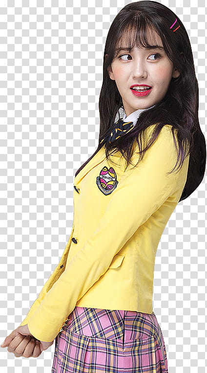 Somi Scoolooks, woman wearing yellow school uniform while standing illustration transparent background PNG clipart