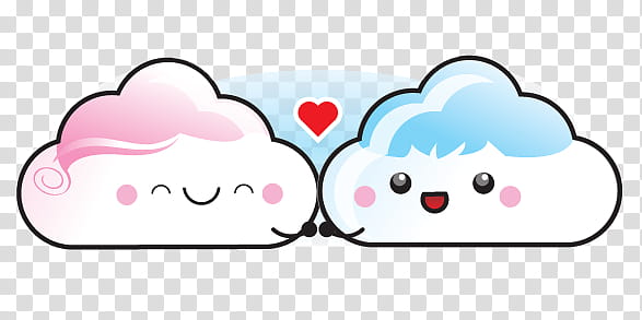 kawaii, two pink-and-white and blue-and-white cloud illustration transparent background PNG clipart