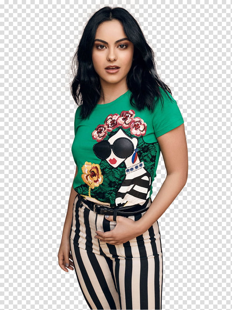 Camila Mendes, women's green shirt transparent background PNG clipart