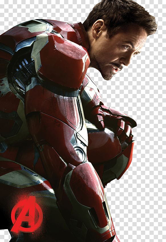 Avengers , Robert Downey Jr. in Marvel's Iron Man costum transparent background PNG clipart