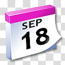 WinXP ICal, white and pink September  calendar date transparent background PNG clipart