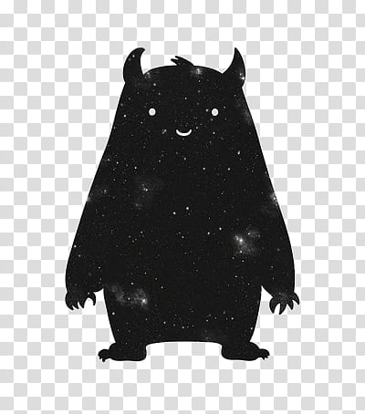 Kawaii Creature, black and white monster illustration transparent background PNG clipart