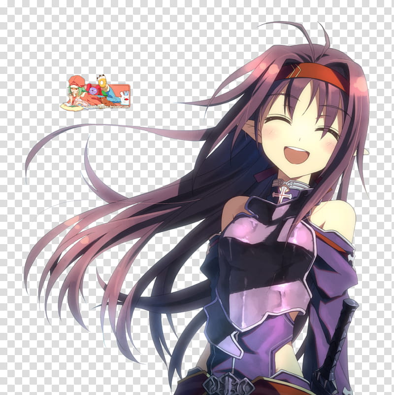 Konno Yuuki, black haired female anime character transparent background PNG  clipart