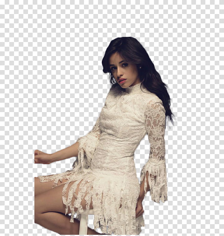 Camila Cabello, woman wearing white dress transparent background PNG clipart