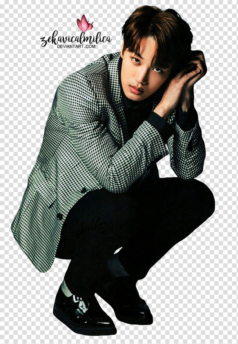EXO Kai AnAn, man wearing gray and black blazer transparent background PNG clipart