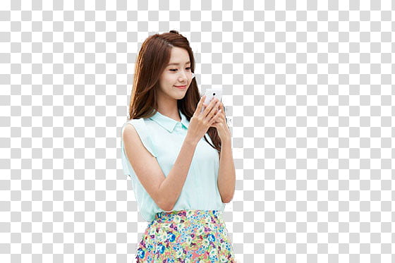Render , smiling woman using smartphone transparent background PNG clipart