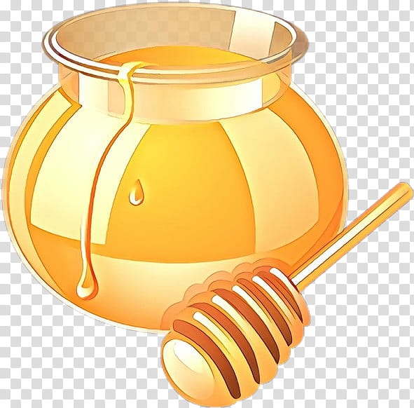 yellow honey food honeybee, Cartoon transparent background PNG clipart