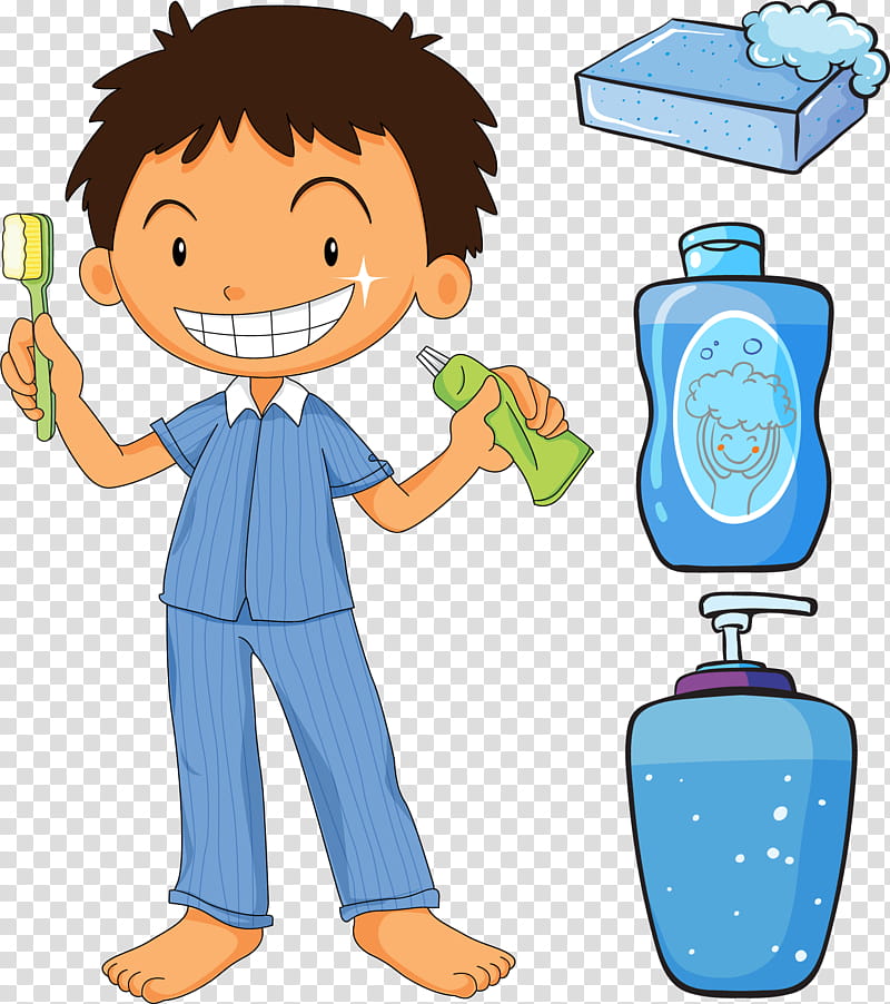 Child, Tooth Brushing, Facial Expression, Male, Boy, Smile, Standing, Line transparent background PNG clipart