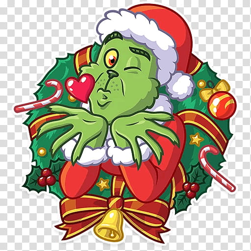 The Grinch Christmas Tree, Christmas Day, Sticker, Telegram, Christmas Ornament, Flower, Fruit, Plants transparent background PNG clipart