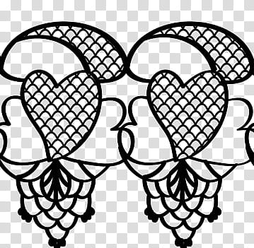 Valentine day lace, two black heart transparent background PNG clipart