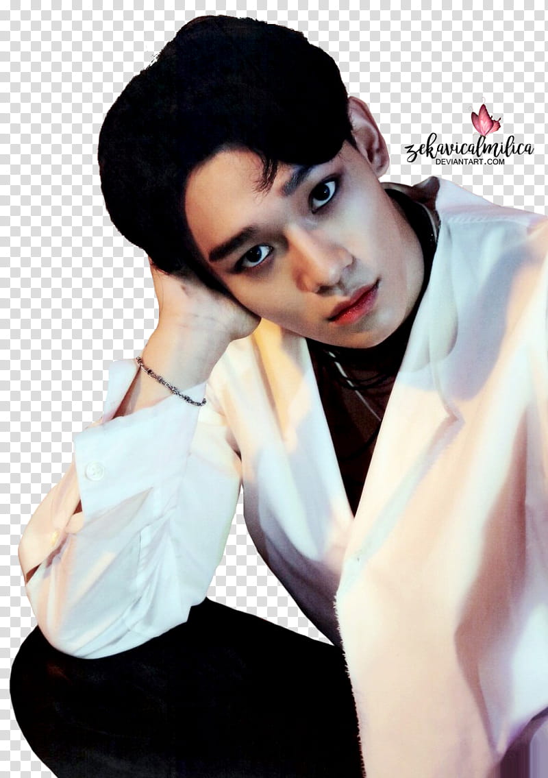 EXO Chen LOTTO, man wearing white dress shirt transparent background PNG clipart