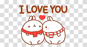 Molang, two Totoro I Love You transparent background PNG clipart thumbnail