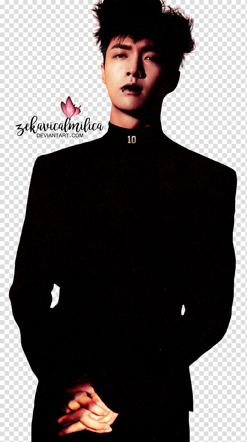 EXO Lay Monster, man in turtle-neck long-sleeved shirt with both hand clasp transparent background PNG clipart