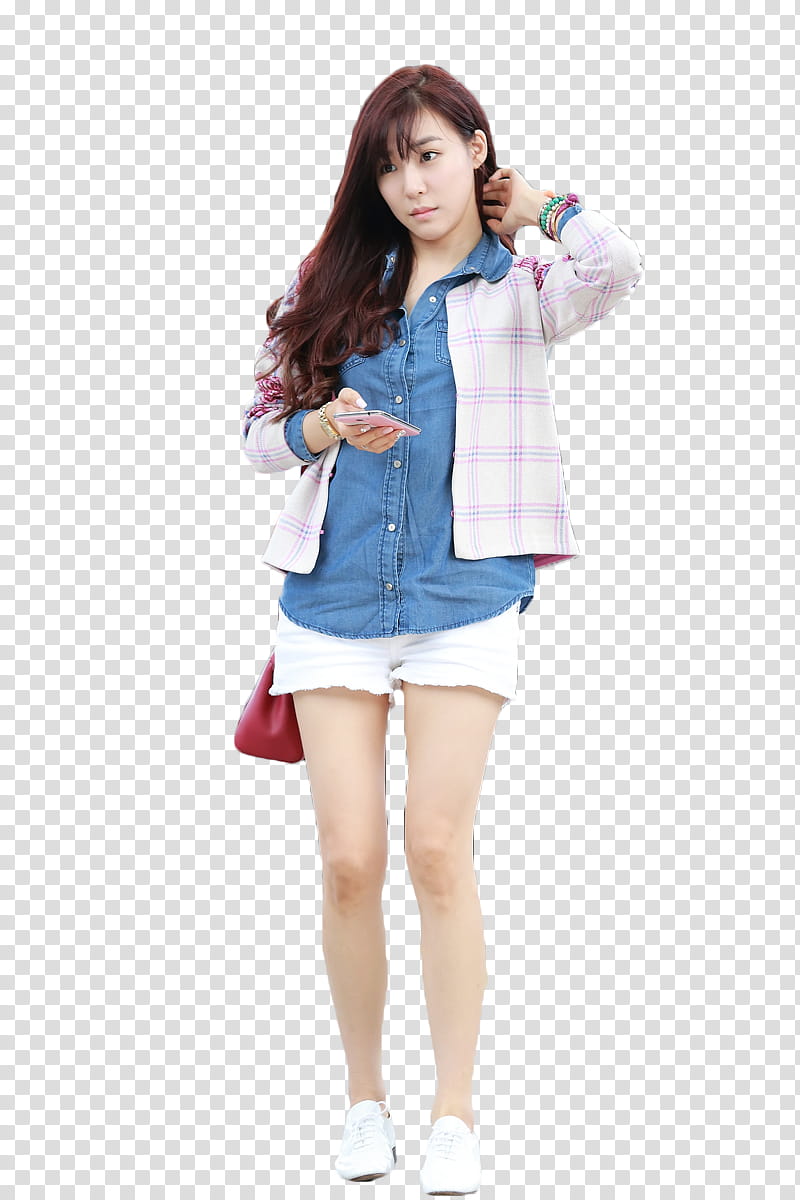 Tiffany Airport, woman standing while touching her nape with left hand transparent background PNG clipart