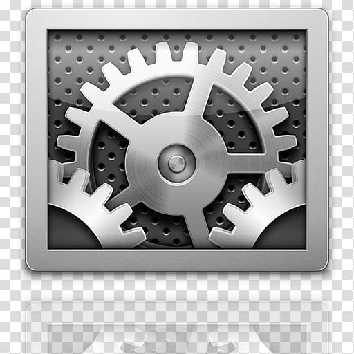 MAC OS X LEOPARD DOCK, gray gears illustration transparent background PNG clipart