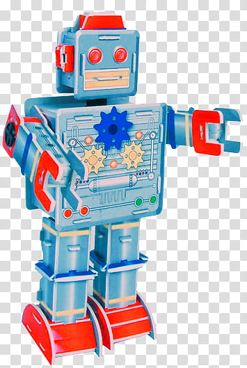 blue and red robot toy transparent background PNG clipart