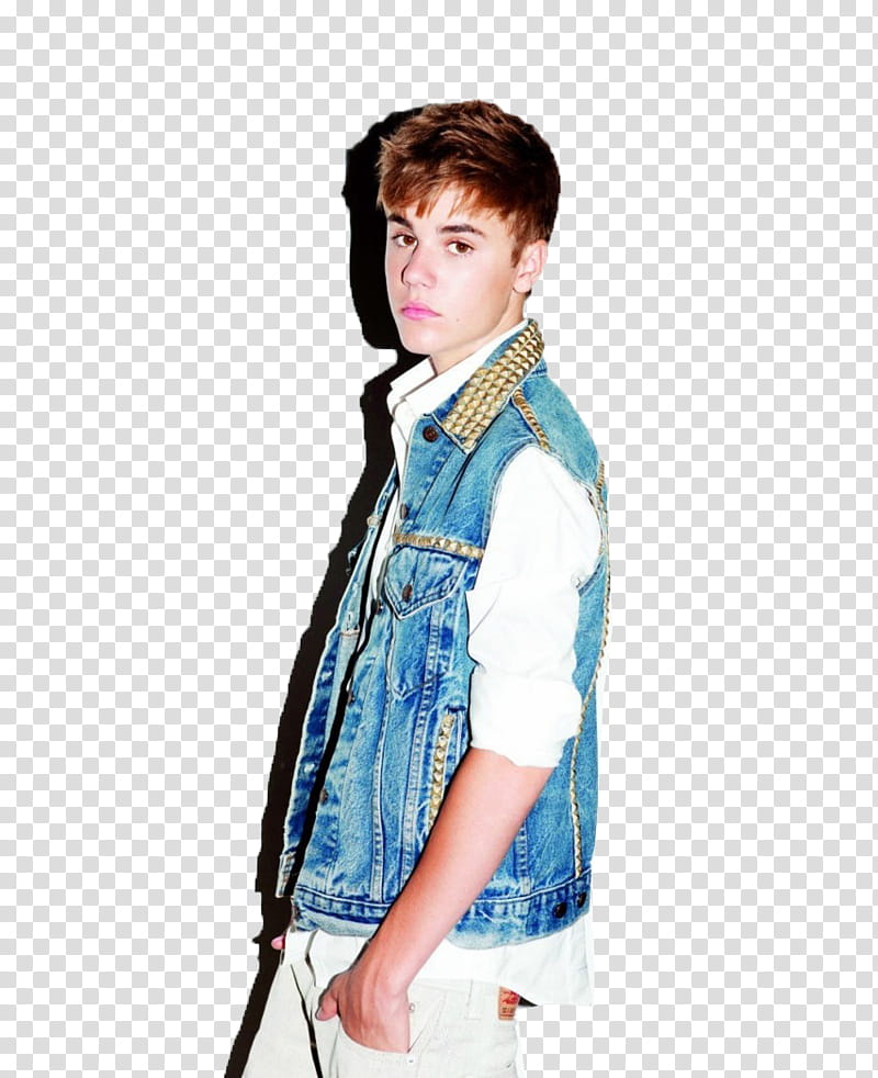Justin Bieber, Justin Beiber wearing denim vest transparent background PNG clipart