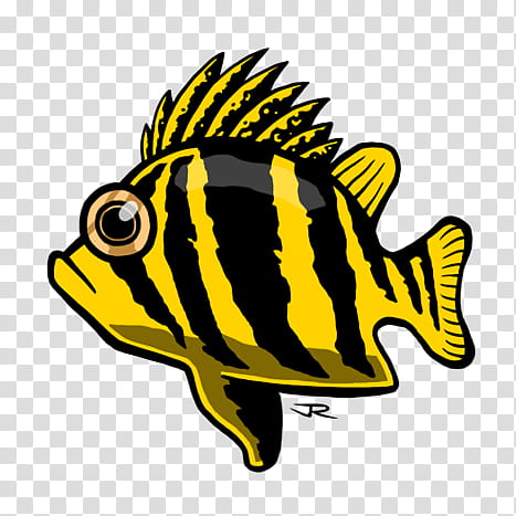 Fish, yellow and black striped fish illustration transparent background ...