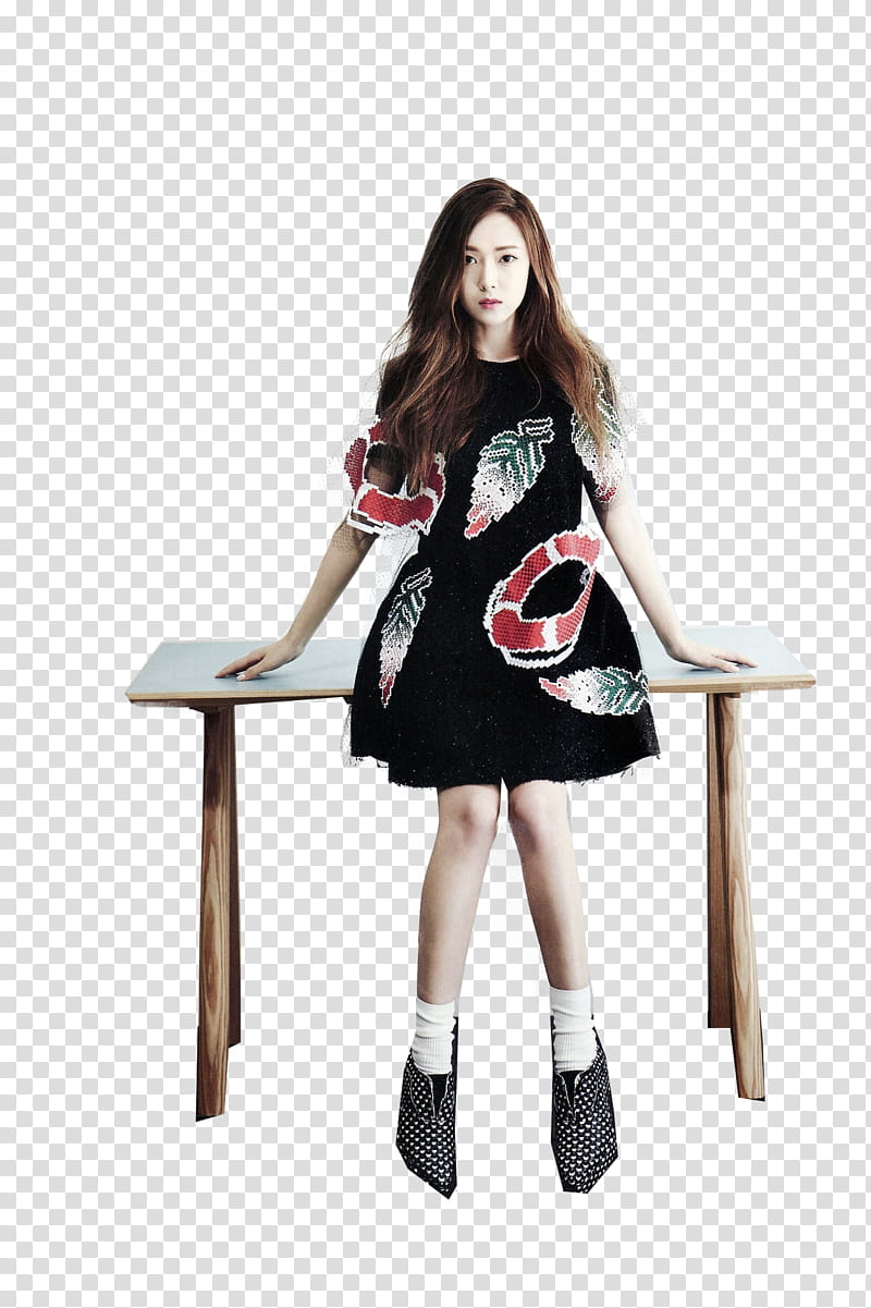 Jessica Girls Generation render, woman in black dress sitting on table transparent background PNG clipart