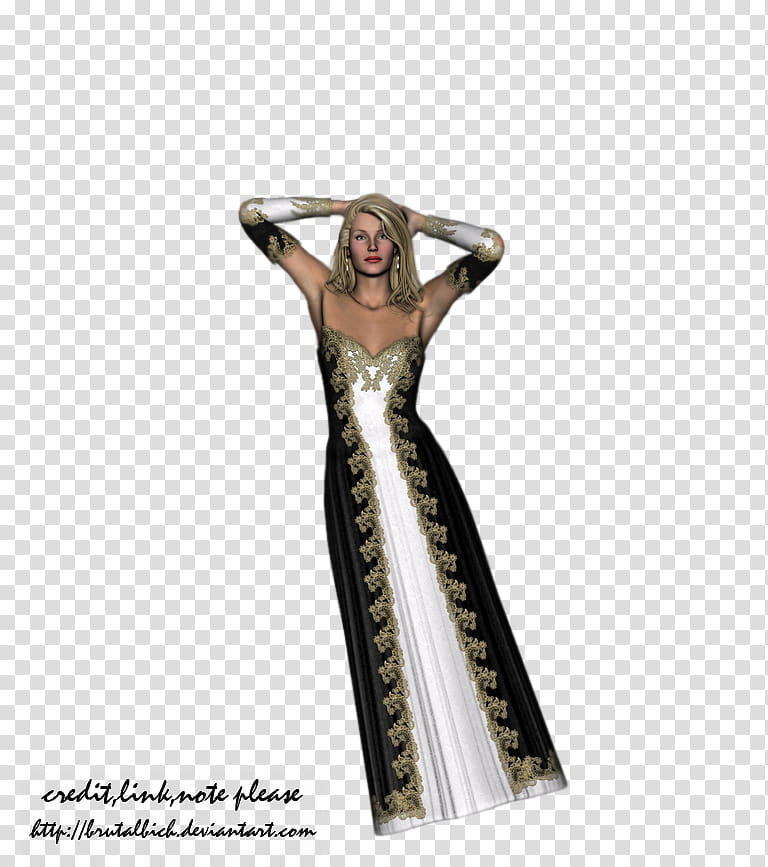 Victoria Renders , woman wearing white and black sweetheart neckline dress transparent background PNG clipart