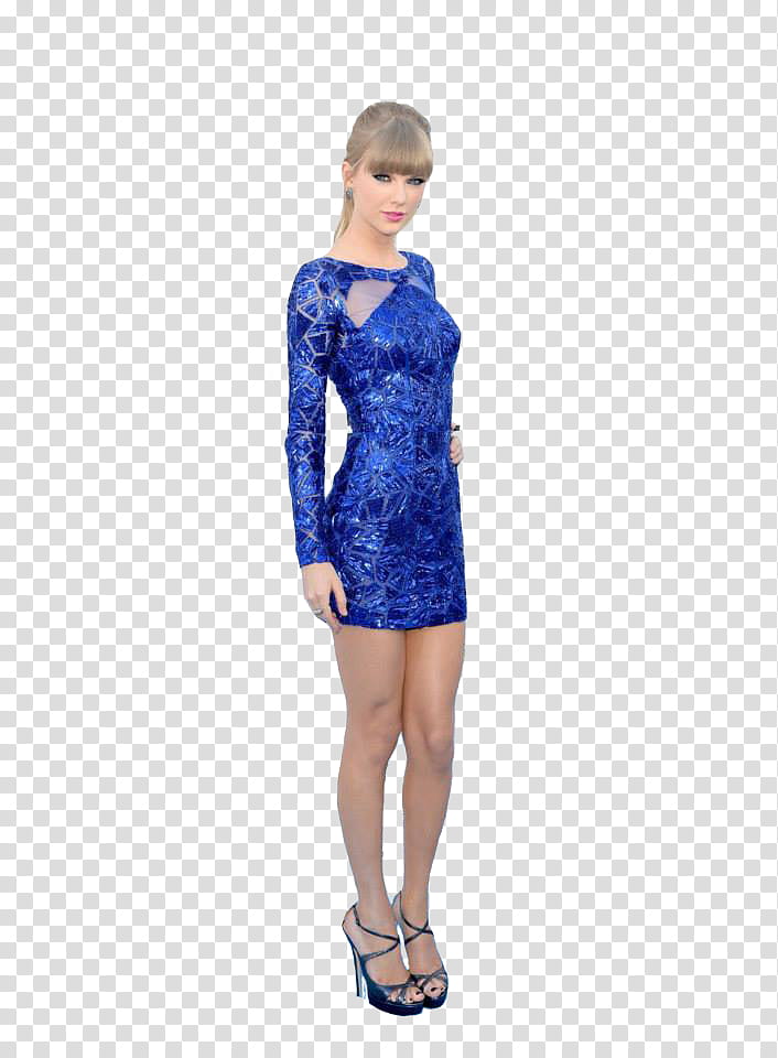 taylor swift, Taylor Swift wearing blue long-sleeved mini dress transparent background PNG clipart