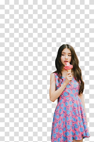 LOONA, woman holding ice cream cone while standing transparent background PNG clipart thumbnail