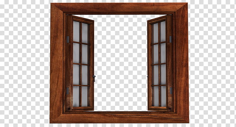Windows ByunCamis, opened window with brown wooden frame transparent background PNG clipart