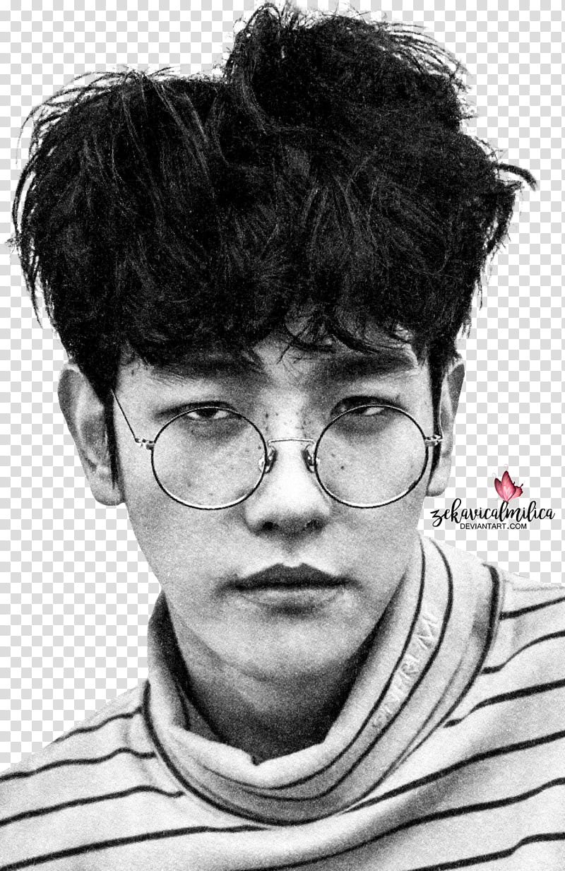 EXO Baekhyun Lucky One, man wearing eyeglasses portrait transparent background PNG clipart