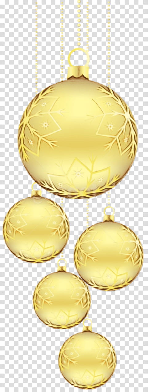 yellow holiday ornament metal, Watercolor, Paint, Wet Ink transparent background PNG clipart