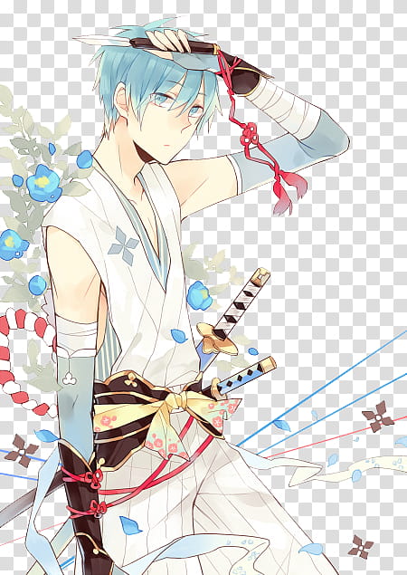 blue-haired male anime character illustration transparent background PNG clipart
