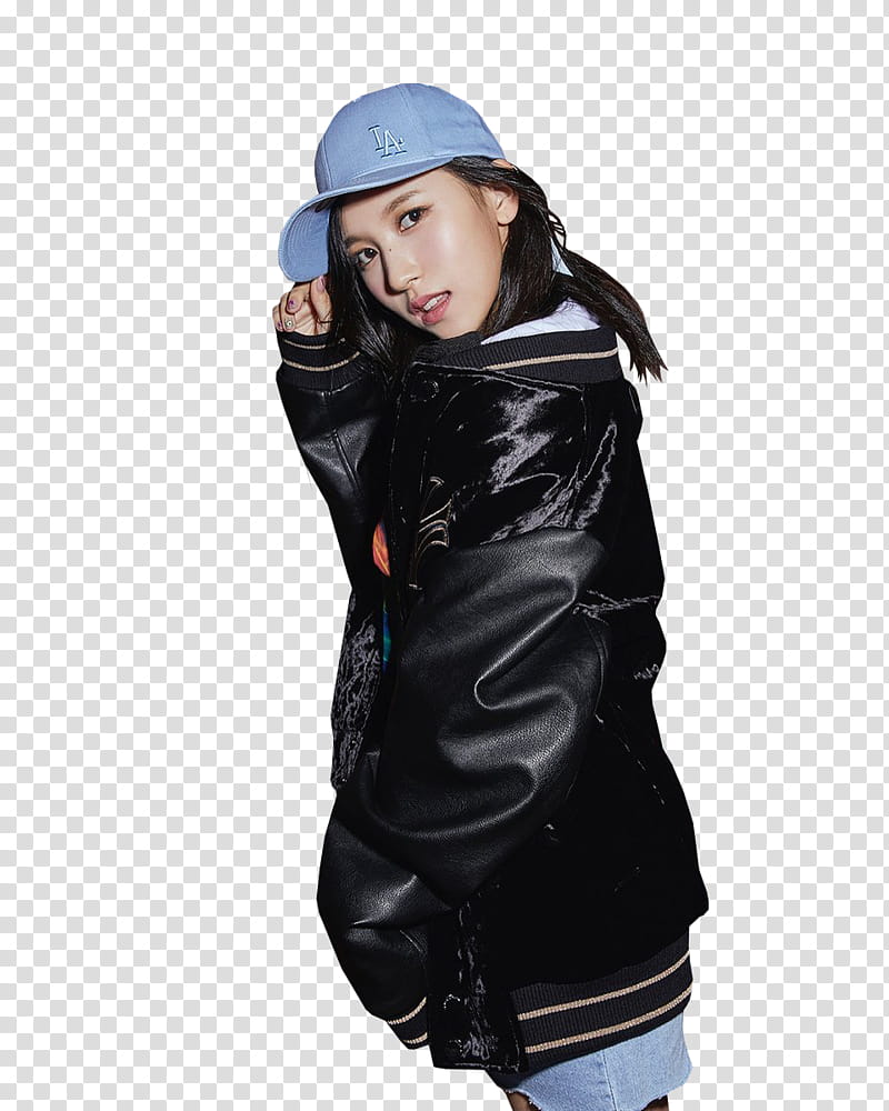 MINA TWICE MLB BE MAJOR , woman wearing blue cap while holding it transparent background PNG clipart
