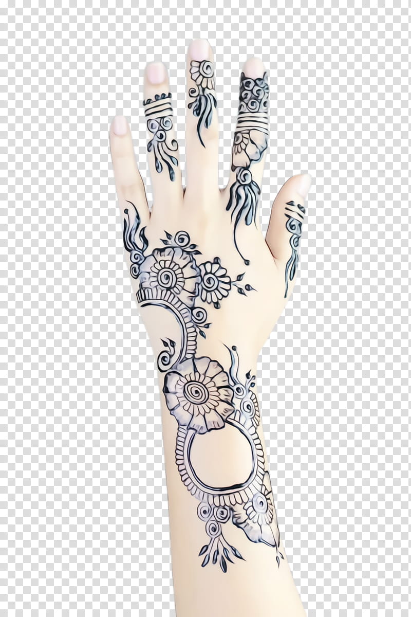 white hand finger arm pattern, Watercolor, Paint, Wet Ink, Glove, Nail, Mehndi, Fashion Accessory transparent background PNG clipart