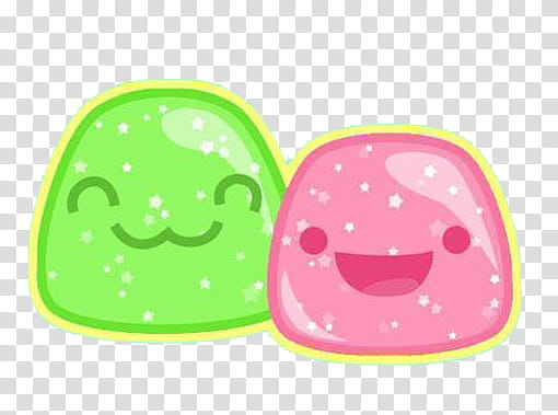 COSAS TIERNAS, two pink and green jellies art transparent background PNG clipart