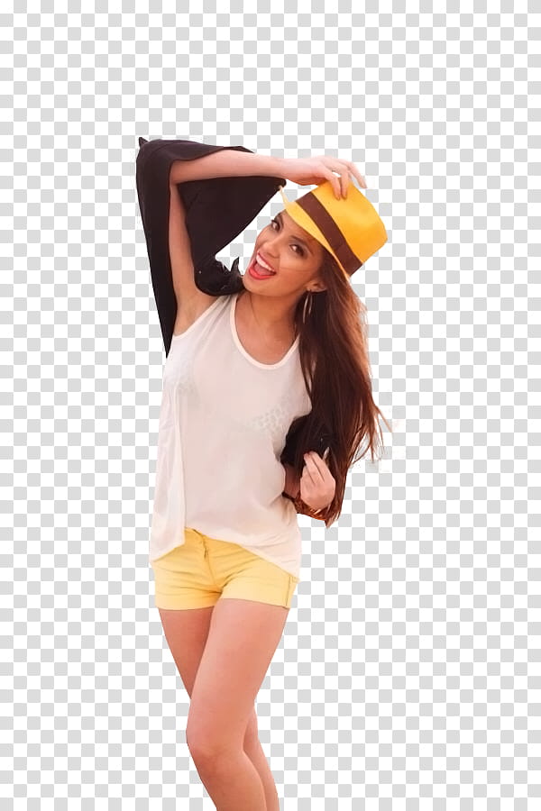 Natalie Vertiz, woman smiling and standing holding her hat transparent background PNG clipart