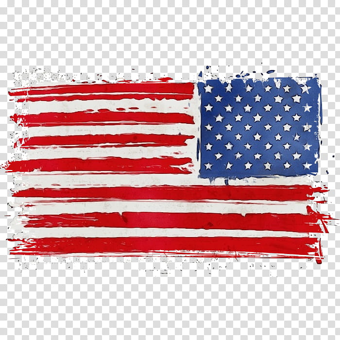 Independence Day Flag, Watercolor, Paint, Wet Ink, Flag Of The United States, Line, Point, Red transparent background PNG clipart